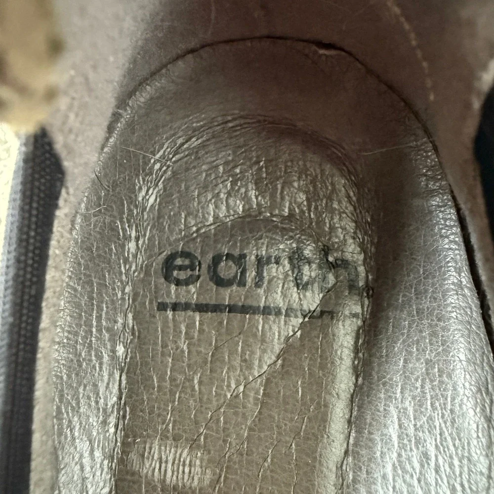 Earth Zurich Sion Mary‎ Jane Wedge Thunder Gray Suede Adj Ankle Strap Comfort 9